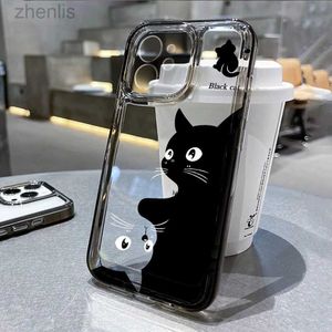 Случай с мобильными телефонами Cartoon Animal Mite Cat Phone Case для iPhone 11 Case iPhone 13 15 Pro Max 12 14 Pro XS XR X 7 8 SE Силиконовый мягкий прозрачный чехол D240424