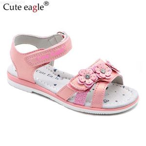 Slipper Girls Sandals Brand Sandals Child Summer Cut-Outs Rubber Leather School Sport Shoes Breattable Toe Casual Sandals Girls Newl2404