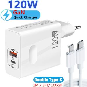 Chargers USB C Super Fast PD Charger för bärbara surfplattor iPad iPhone 14 OnePlus Huawei Oppo Samsung Xiaomi 120W Ga