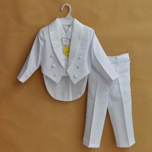 Blazers 2018 Formal Baby Boy Ubrania ślub na garnituru chrzt przyjęcia garnitury świąteczne dla 010t garnitury dziecięce noś biały/czarny 5piece