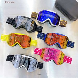Óculos de sol luxuosos óculos de esquis de esqui de esqui os óculos de sol profissionais de alta qualidade óculos rosa-de-camada dupla azul de nevoeiro esqui de inverno à prova de nevo