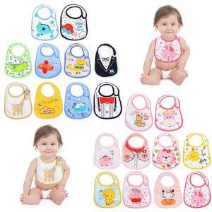 10st Cartoon Baby Bibs Spädbarn 3-lagers vattentät antidirt burp handdukar småbarnskläder barn matar förkläde smock 240422