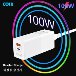 Chargers Gan 100W Fast Charger, 2port PD100W USB C CARREGADORES PPS PD 45W Adaptador de energia do laptop para MacBook iPhone 14 Samsung Huawei Xiaomi