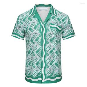 Men's Tracksuits Retro Green Short-sleeved Shirt Suit Printed Casual Men Shorts Loose V-neck Top Brand Design Pamas Beach Wear