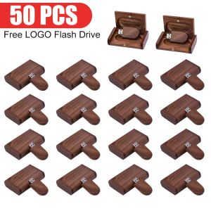 Napędowe masowe 50pcs darmowe niestandardowe logo drewniane+pudełko długopisowe 128 GB 64GB 16GB 32GB 8GB 4GB 4GB Dysk flash USB U Dysk Pamięć Pamięć Prezent Ślubny