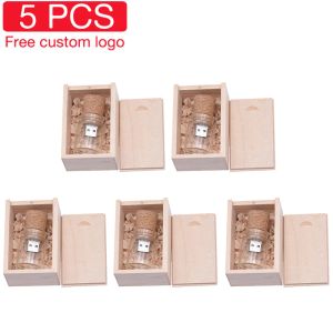 Sürücüler Jaster 5 PCS Lot USB Flash Sürücü Cam Drift Şişe Kalemi Düğün Hafıza Çubuğu Cork Pendrive 16GB 32GB 64GB 128GB