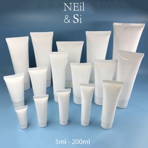 Bottles 120200ml White Plastic Squeeze Bottle Shampoo Lotion Cream Empty Soft Tube Refillable Cosmetics Facial Cleanser Bottles