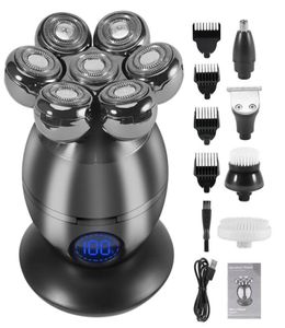 Epilador 5 em 1 barbeador de cabeça elétrica para homens carecas 7d Cutter flutuante barba aparador clipper ip68 barbear à prova d'água USB sem fio CH6559991