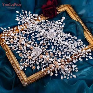 ヘッドピースYoulapan Bridal Alloy Flower Crown Headband for Women Wedding Hair Accessories Pageant Brides Tiara and Headdress HP456