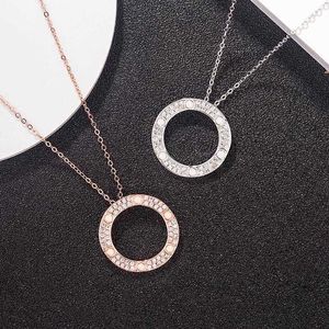 Designer trend Carter single ring big cake Necklace S925 Sterling Silver Plated 18k rose gold fashion brand screw necklace with clavicle chain 71U0