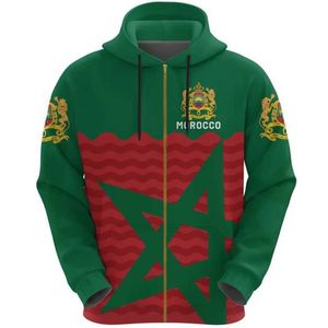 Men's Hoodies Sweatshirts 3D Morocco Emblem Printing Zip Up Hoodies For Men Soiritual Totem The Flag Of Morocco Graphic Zip Up Hoodie Harajuku Y2k Clothes 240424