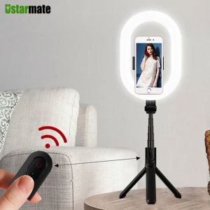 Stickar selfie ring Light Photography LED Rim of Lamp med valfri mobil hållare montering stativstativ ringljus för live videoström