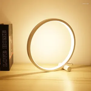 テーブルランプ25cm LEDランプベッドルームリビングルームのための円形の机ブラック/ホワイトダンマブルベッドサイドラウンドナイトライトデコレーション