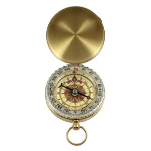 Компас компаса New Outdoor Camping Peliking Portable Pocket Brass Grown Color Copper Compass Navigation с дисплеем Noctilucence