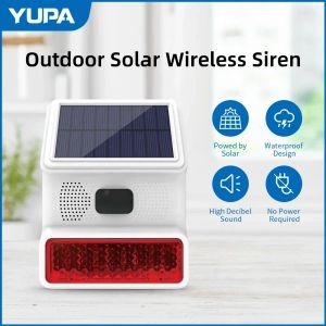 Tillbehör YUPA Trådlös utomhus Solenergi Strobe Light Siren Waterproof Flash Siren kan användas som en RF 433MHz larmvärddörrsensor