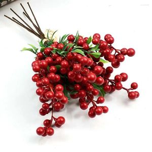 Decorative Flowers Beautiful Winter Home Decor With Artificial Berries Realistic Simulation Berry Bouquet For Christmas Wedding