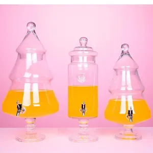 Aufbewahrungsflaschen Transparentes Glasdeckelgetränk Flasche großer Kapazitätsaft -Juice Tank Home Multifunktional el Dessert Tischdekoration