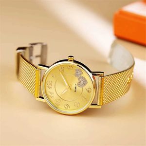 Armbandsur 2023 Luxury Gold Watch for Women Ladies Casual Vintage rostfritt stål Digital Watch Top Brand Creative Gift Relojes Para Mujer 240423