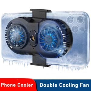 Coolers Portable Phone Cooler Semiconductor Radiator Double Cooling Fan Mute Stretchable Game Pad Holder for Iphone 11 12 Samsung Xiaomi