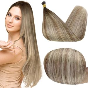 Przedłużenia Pełne połysk Hair Extensions I Tip Włosy przedłużenia 50 g maszyn Remy Human Hair Extensions Keartin Capsule Fusion Fusion Kolor fortepianowy