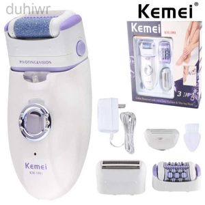 Epilator Kemei 3in1 electric epilator for women shaver leg body hair removal facial lady bikini trimmer epilator for face rechargeable d240424