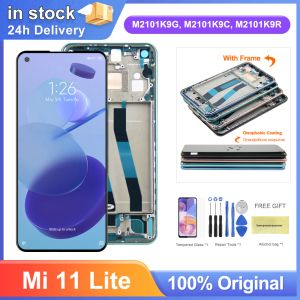 Skärmar skärm för Xiaomi Mi 11 Lite LCD -skärm Digital pekskärm med rammontering för Xiaomi Mi 11 Lite 5G M2101K9G M2101K9C