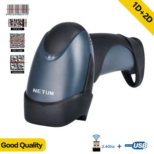 Cartões netum 1d 2d CCD e laser Scanner de código de barras com fio e 2D Código de barras sem fio 2D Código QR Código QR, PDF417, Matriz de dados etc.