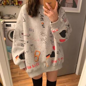 Sweatshirts Frauenkleidung Hoodies Teen Street Harajuku Hip Hop Pastell Sweatshirt für Frauen drucken lose Freizeit Plus Größe Hoodie Goth