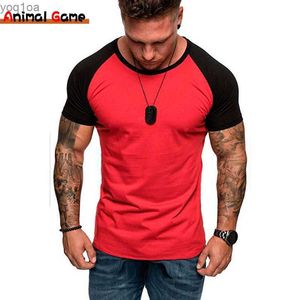 Men's T-Shirts Summer Mens Muscle T-Shirt Sleeve Gym Tee Short Sleeve Fashion Workout Shirts Hipster ShirtL2404