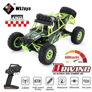 Electric/RC Car WLtoys WL 12428 1/12 4WD RC Racing Car High Speed Off-Road Remote Control Alloy Climbing Truck LED Light Buggy Toys Kids Gift 240424