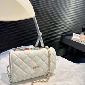 Tasarımcı Zinciri Crossbody Bag Yeni Moda Kadınlar Küçük Kare Çanta Gökkuşağı Mektup Zincir Çantası Basit atmosfer içinde fermuar yuvası ile özel çok yönlü çanta