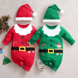 Defina roupas de bebê de Natal para meninos recém -nascidos meninas de 0 a 18 meses Santa Babies Babies Ano Novo Costume da primavera Autumn Suit