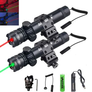 Optics Tactical Green/Red Laser Dot Sight justerbar upp till vänster Höger Vapen Ljus+45 ° Rifle Scope Mount+Remote Switch+18650+laddare