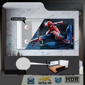 JZ Screen 16: 9 HDTV Sound Audio Nano Bright White Tecida Acusticamente Transparente VERDENT LIVRE FIXA TELA DE PROJENDOR PROJETOR