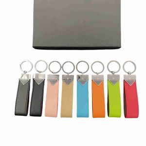 Keychain de grife Mulheres Mulheres Luxo Triângulo Triângulo Chaves de Zinco Correnturas Correias de Chaves de Correios Gift Chave 8 Tipos de Cores com Caixa