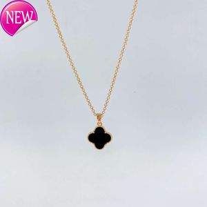 Collana di furgone collana a doppia faccia a doppia faccia a doppia foglia di ciondolo da donna con diamante con diamante sul retro oro fortunato gioielli