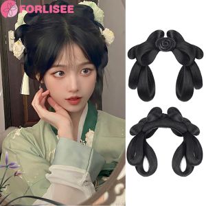 Chignon Forlisee Antik Hanfu Wig Women's One Piece Lazy Wig Bag Antique Twisted Hair Knot Daily Mångsidig Styling Pad Contract