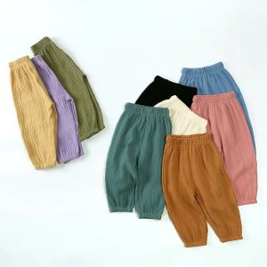 Pantaloni per ragazzi pantaloni lunghi 100% cotone 2 strati di garza spesso morbido autunno pantaloni mussola primaveri