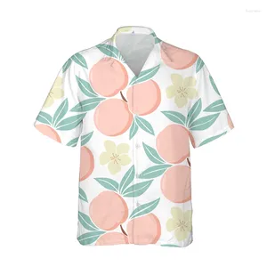 メンズカジュアルシャツ夏のレディースシャツレモンオレンジ3Dプリントレディフルーツスタイルファッショントレンド女性のショートトップ