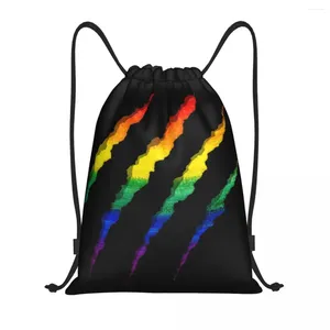 Storage Bags Custom LGBT Ripped And Shredded Drawstring Bag For Shopping Yoga Backpacks Women Men GLBT Gay Lesbian Pride Sports Gym Sackpack