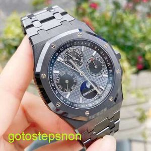 AP Tactical Wrist Watch Royal Oak Series 26579CE Black Ceramic Black Dial Back Through Perpetual Calendar Men's Fashion Leisure Business Sports Mechanical Watch