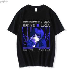 Men's T-Shirts Summer Harajuku Lab Lain Anime Series Graphic Printing Women T-shirt Fashion Streetwear Hip-hop Loose Oversized Man Top T-shirtsL2404