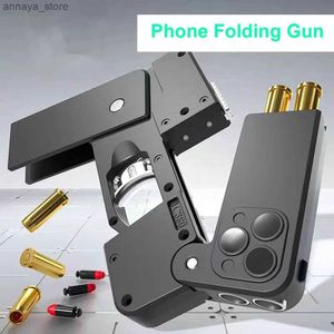 Gun Toys Shell Ejecting Black Toy Guns For Adults Boys Folding iPhone Gun That Look Real Folding Mobile Phone DropshippingL2404