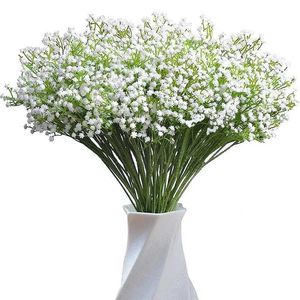 Fuux Floral Greenery Babys Breath Flowers Artificial Flowers Fake Gypsophila Bouquet Flores de outono para casamentos DIY Party Home Decor 24pcs T240422