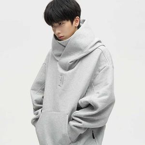 Men's Hoodies Sweatshirts Autumn Ninja Streetwear Turtleneck Hoodies For Men Letter Embroidered Hip Hop Fashion Sweatshirts Y2K Vintage Fleece Hoody 240424