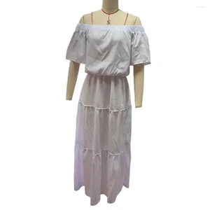 カジュアルドレスファッションロングドレス肩を縫う大きな裾の女性エレガントなマキシシン