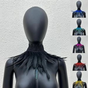 Szaliki Halloweenowe szale Snood Dzieci Gotycka sukienka Cape Cosplay Neck Kobieta biała szalik Y2K Pióro Szal weselny