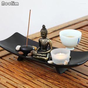 Candle Holders NOOLIM Buddhism Asia Buddha Candlestick Suit Chinese Style Furnishing Articles Of Art Holder Home Living Room Decor