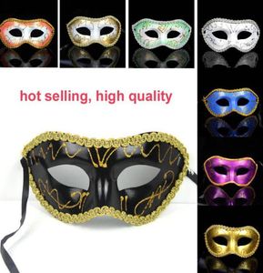 On party masks Half Face Venetian masquerade mask Hand drawing Halloween Masks Christmas wedding party gift many color3160844