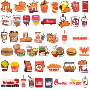 hamburger chips charms Anime charms wholesale childhood memories funny gift cartoon charms shoe accessories pvc decoration buckle soft rubber clog charms